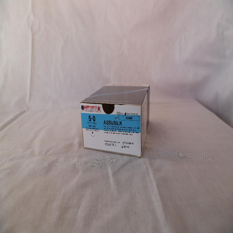 АССУСІЛК (шовк), USP 3/0 чорний плетений з покриттям 45 см, ріжуча голка 24 мм, 3/8 кола